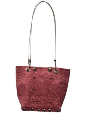 Pink Ostrich Leather Shoulder Bag